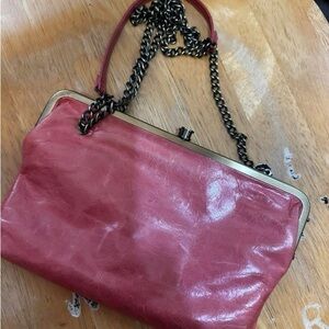 HOBO Red Leather Clutch with Chain